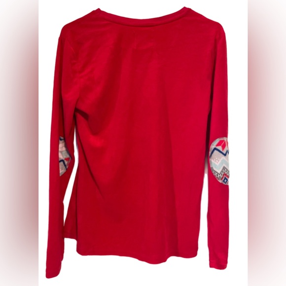 Pj Couture Christmas Fleece Long Sleeve Reindeer Medium Red Holiday Party Top - Picture 2 of 8